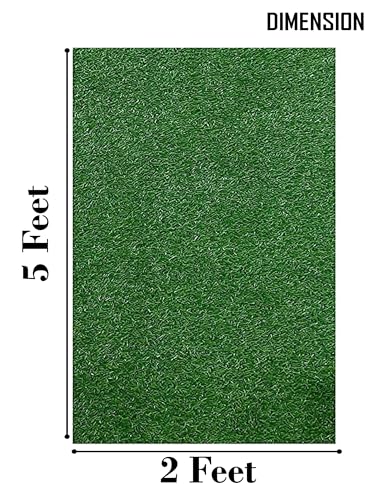 Image of Yellow Weaves Polyurethane 35 Mm High Density Rectangular Artificial Grass Carpet Mat For Balcony, Lawn, Door (Natural Green, 2 X 5 Feet)