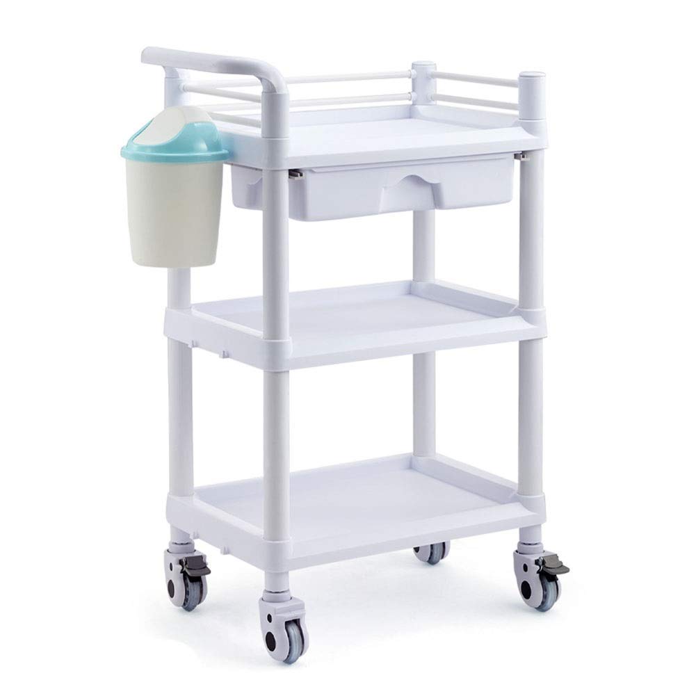 Camiones de Almacenamiento, Cocina Movables Trolleys, Salón de Belleza Trolley Abs con Equipo de Laboratorio Médico Carteles Carro de Cartinería con Rueda/With Drawer/L