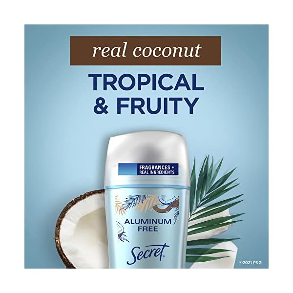 Secret Aluminum Free Deodorant for Women, 48hr Odor Protection, Free of Parabens Dyes Talc & Baking Soda, PH Balancing Minerals, Dry Solid, Coconut Scent, 2.4 oz (Pack Of 3) - Image 7