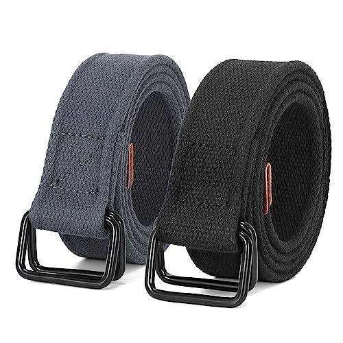 JasGood 2 Stück Herren Canvas Gürtel, Gewebter Casual Gürtel