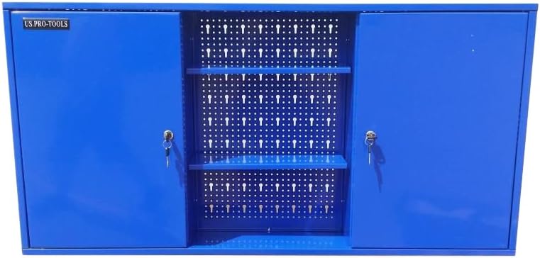 US PRO TOOLS BLUE STEEL METAL GARAGE STORAGE TOOL CABINET WALL RACK MOUNT HANGING CUPBOARD TOOL CHEST TOOL BOX