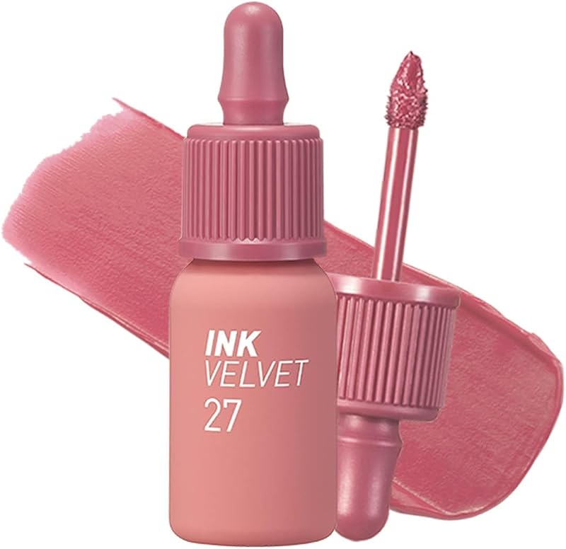 Peripera Ink The Velvet Lip Tint | Highly Pigmented, Longwear & Weightless Lip Tint | Smudge-Proof, Buildable Color for Lips & Cheeks | K-Beauty Makeup, Safe for Sensitive Lips (027 STRAWBERRY NUDE)