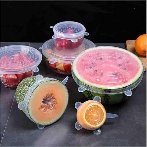 Tampa de Silicone Universal Para Alimentos Panela Vasilha 6 Peças