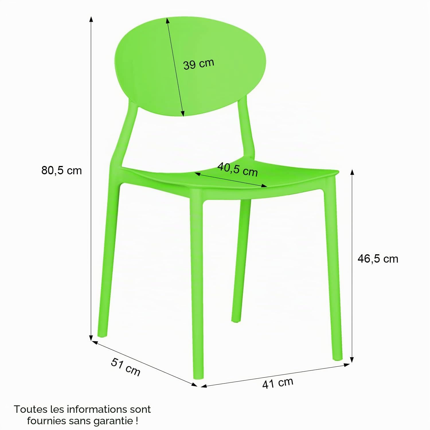 Homestyle4u 2451 Lot de 4 chaises de jardin empilables en plastique modernes et résistantes aux intempéries Vert