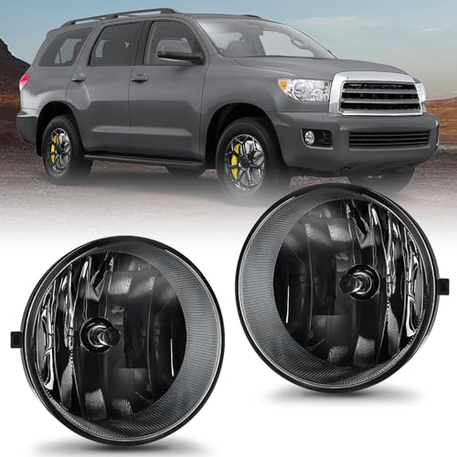Image of Nilight Fog Light Assembly Compatible with Toyota 2005 2006 2007 2008 2009 2010 2011 Tacoma 2007-2013 Tundra 2008-2017 Sequoia 2004-2006 Solara Smoke Lens w /H10 42W Bulbs