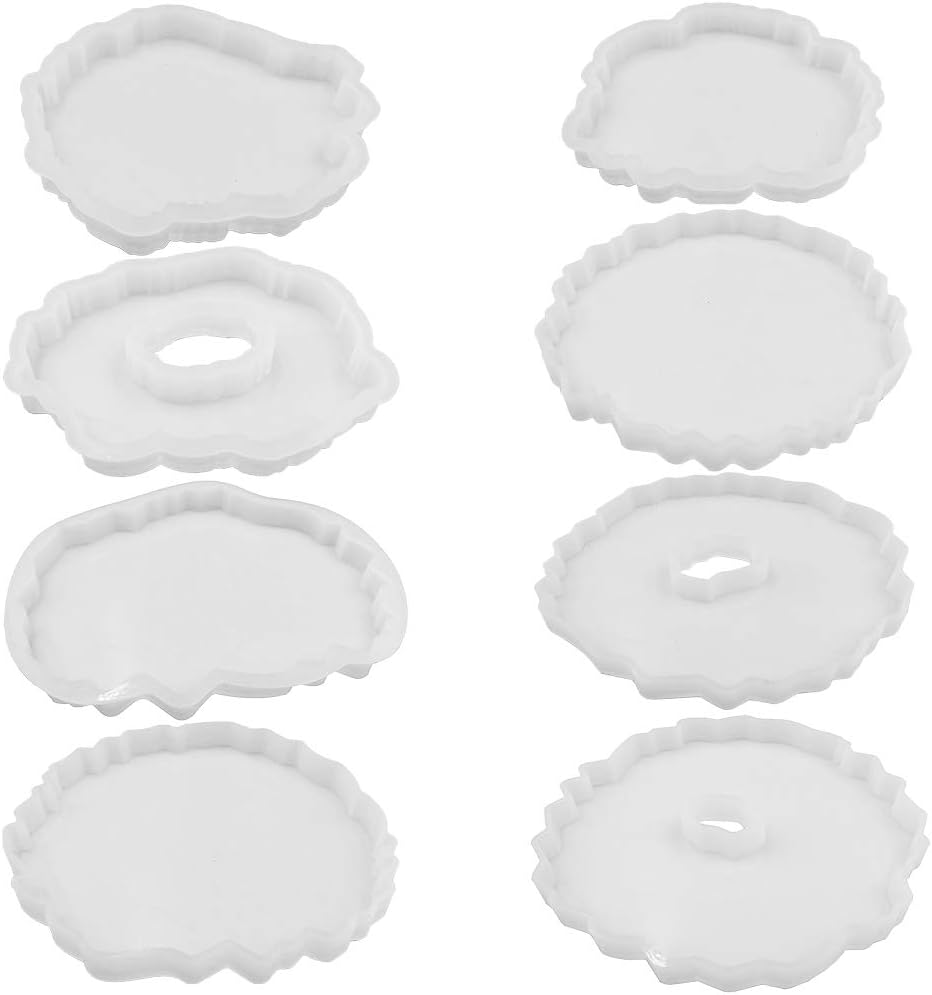 SENHAI 8Pcs Coaster Silicone Epoxy Resin Molds, Irregular Geode Coaster Resin Molds for DIY Crafts, Home Decoration, Making Agate Coasters Set