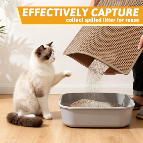 Image of Pieviev Cat Litter Mat Double Layer Waterproof Urine Proof Trapping Mat 1 Pack (30''X24'', Brown)