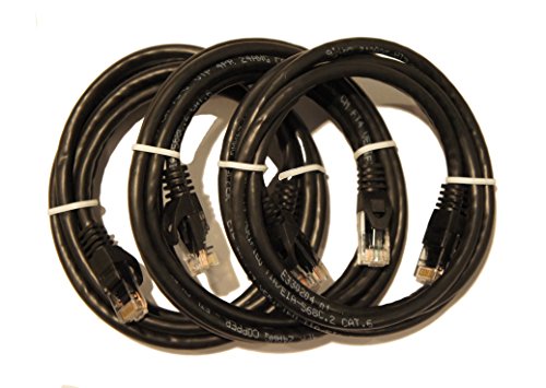 Pack de 3 cables de red Cat6 5 pies color negro miniatura 1