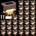 32 Pcs Solar Deck Lights Outdoor, Solar Step Lights Waterproof LED Solar Lights Outdoor Fence Lights for Stairs, Step, Railing, Patio, Driveway, Garden, Pathway and Yard (Brown Shell Warm White Light)