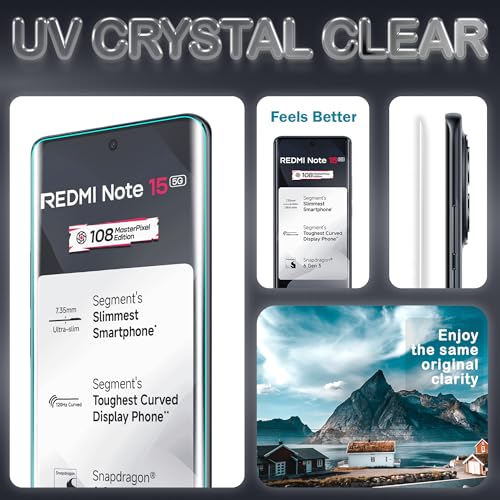 Image of ArmourPro UV Tempered Glass Compatible For Redmi Note 15 (6.67 Inch) With Installation Kit| Edge-to-Edge Protector Coverage |Crystal Clear
