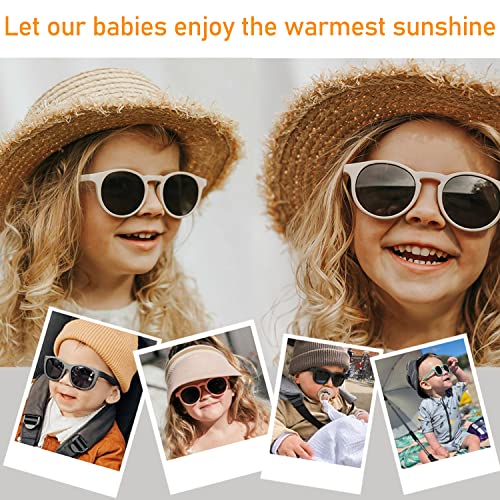 HJSTES Polarized Baby Sunglasses for Toddler Boys Girls, TPEE Flexible Frame with Strap, for Infant Age 0-33