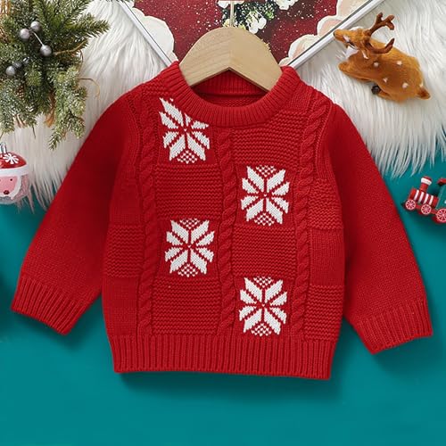 Kids Boy Girl Christmas Knit Sweater Toddler Long Sleeve Crewneck Snow Print Knitted Pullover Knitwear2