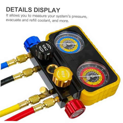 Kit de manómetros de múltiple OUNONA para diagnóstico de refrigerantes, para R134a, R22, R32 y R410a miniatura 7