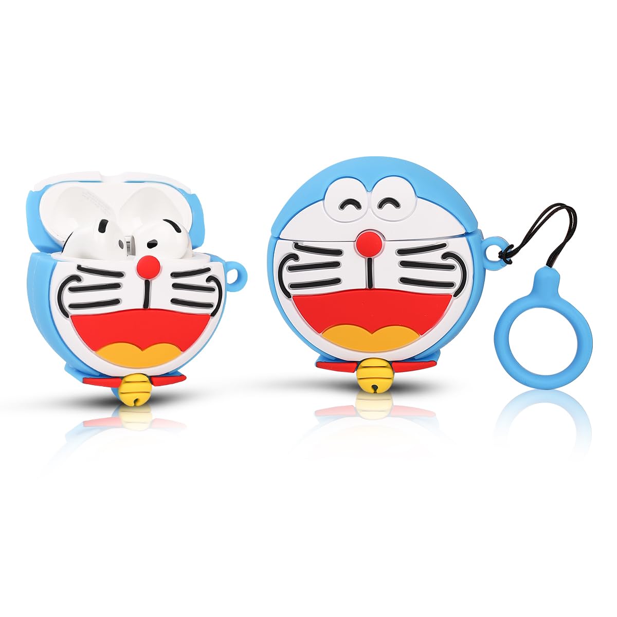 Suublg Case for AirPods 4 Wireless Earbuds (2024) with Carabiner, Silicone Charging Protective Cover with Cartoon Skin Design for AirPods 4th