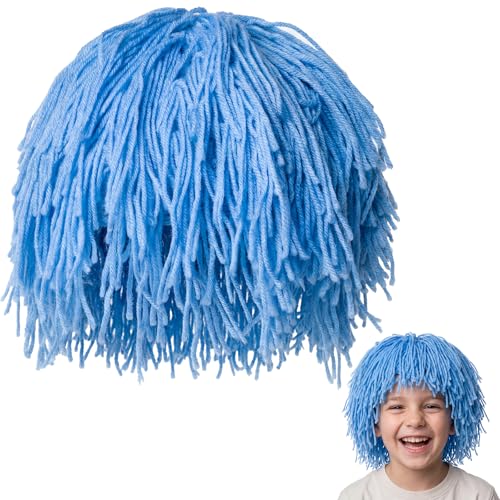 Lizgoxd One Blue Thing Woolen Headwear Wig Hat Costume for School Festivals Halloween Costume Party