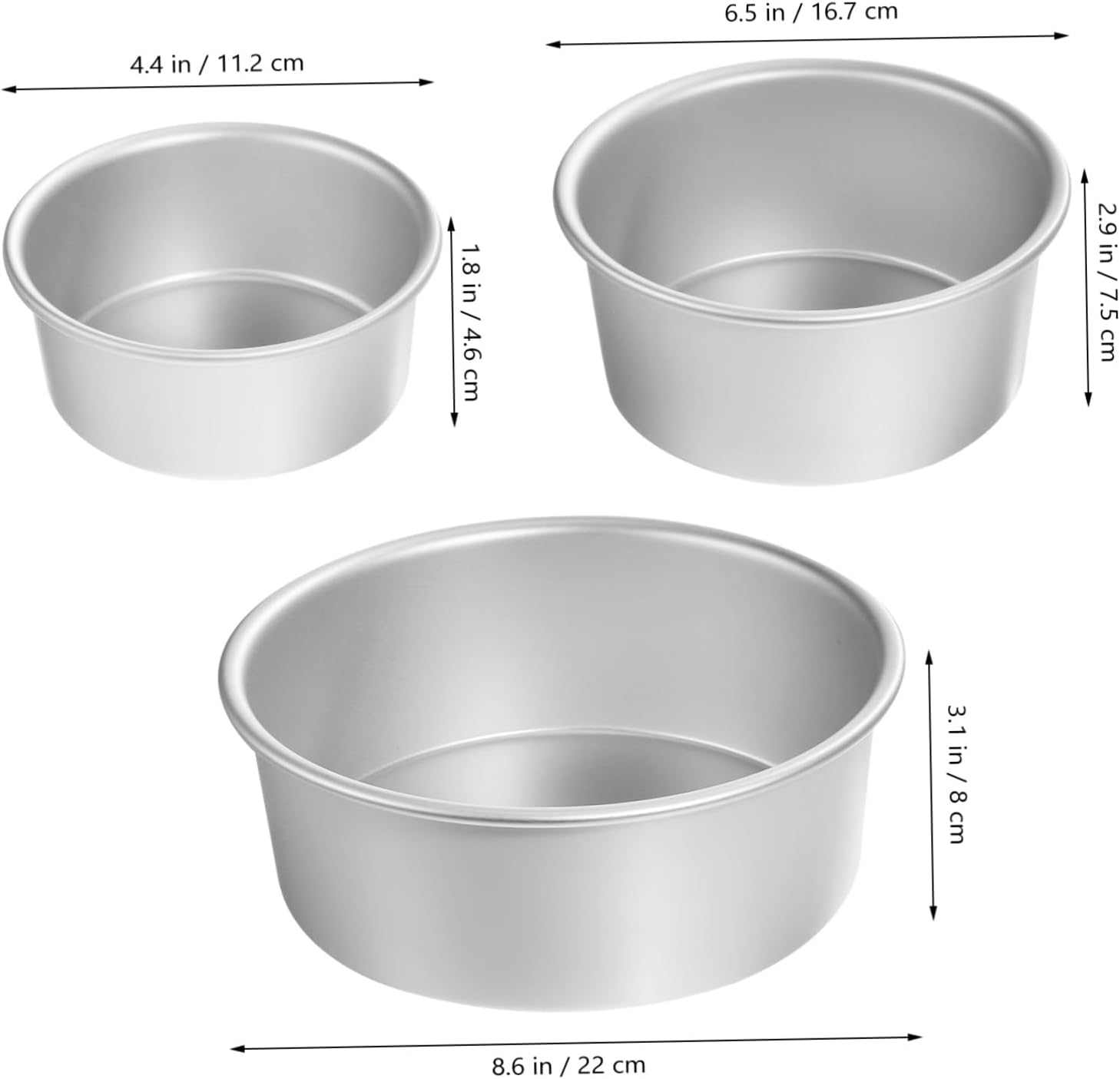 Cabilock 3pcs Round Cake Pan Nonstick Baking Molds for Chiffon Smash Cake Pans Rolled Rim Deep for Baking Supply
