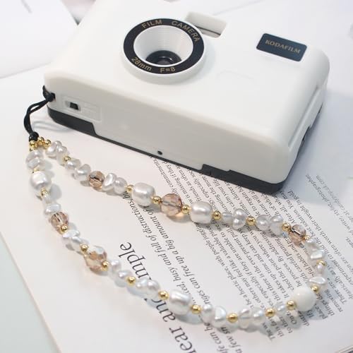 CMVFYL Beaded Camera Wrist Strap, Cute Phone Charms Strap, Pearl Bracelet Wrist Strap, Phone Keychain Decoration for Wallet - 2