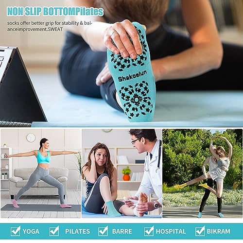 Image of Non Slip Pilates Socks with Grips for Yoga, Barre, Grippy, Hospital, Ballet for Women with Arch Support.