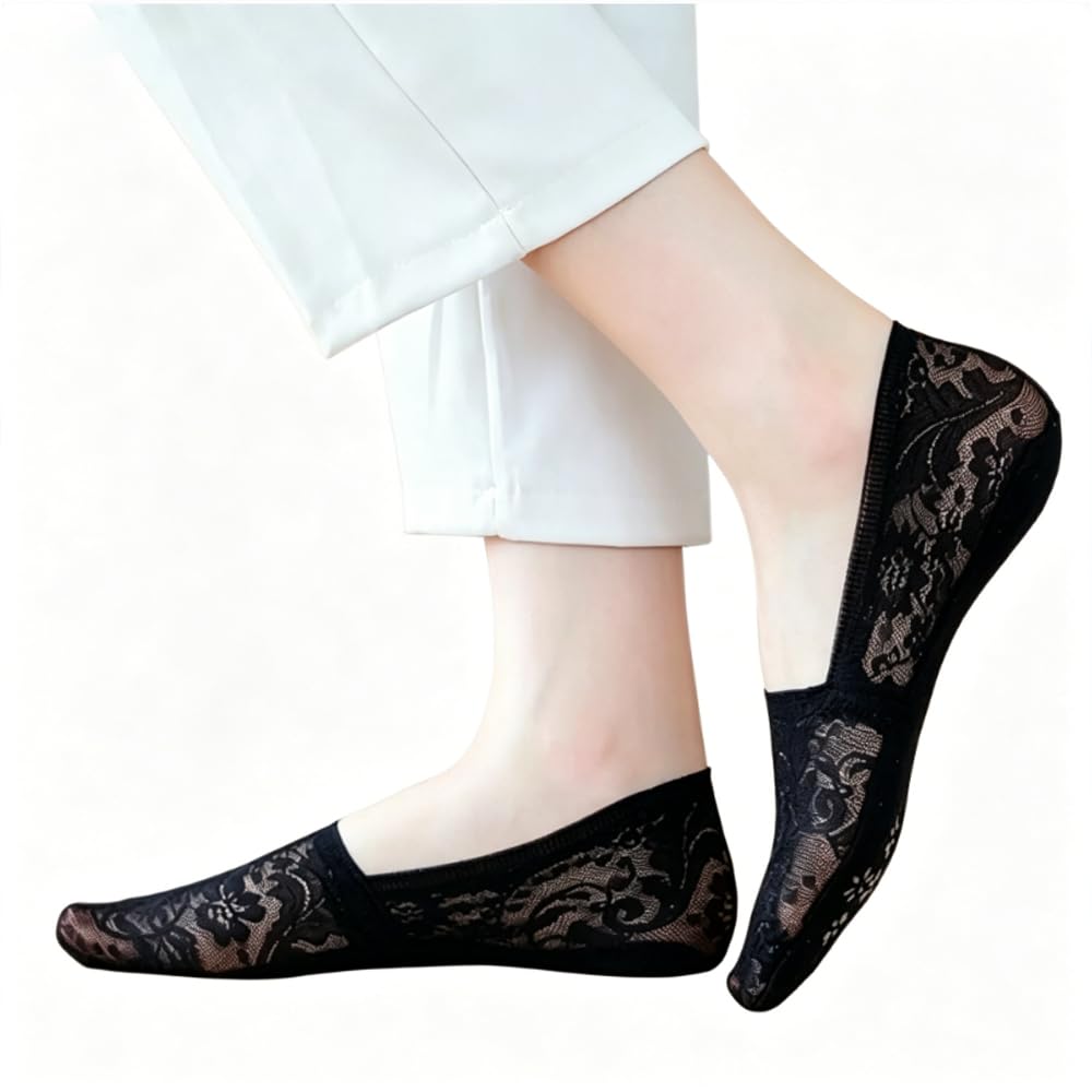 LOUIE SILNA No Show Trainer Socks Womens,Slip Invisible Socks Ladies Low Cut Liner Footies Thin Silk Socks for Canvas Loafers Lightweight 2 Pairs