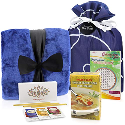 Get Well Gift Box - Tea Gift For Tea Lovers - Includes Luxury Blanket Tea Cup Soup Word Find Book Tazo Teas & Honey Straw Presented In Beautiful Gift Bag #TOP2