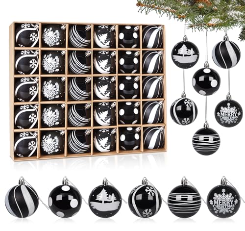 Weihnachtskugeln Schwarz Weiß 30 Stück 6cm-Weihnachtskugeln...