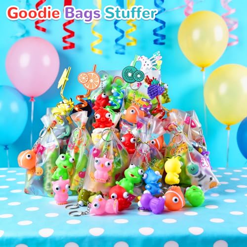 HOZUZER Squishy Keychain for Kids Party Favors - 32 Packs Popping Eyes Animal Keychains, Goodie Bag Stuffers, Pinata Stuffers, Classroom, Carnival Prizes, End of Year Gifts for Kids Students Bulk - image 8