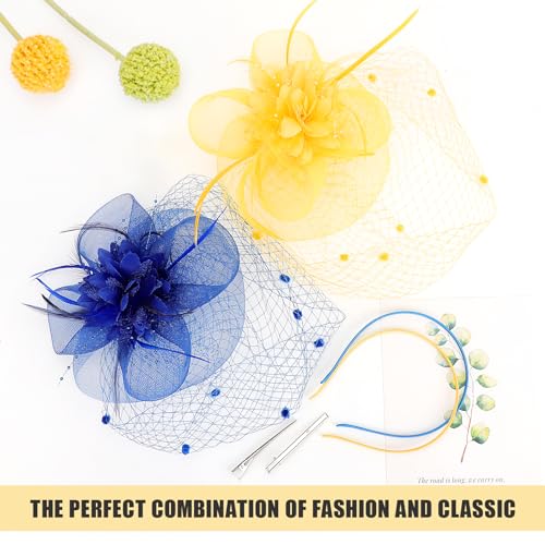 Image of DRESHOW Women Fascinator Hats Tea Party Hat Vintage Pillbox Hat Headband for Cocktail