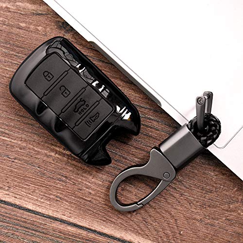 Ontto For 4-Button Key Fob Cover Remote Smart Car Key Case Holder Skin Jacket Compatible With 2014-2019 Kia Cadenza K900 K9 Abs Rubber Protector Keychain Black #TOP3