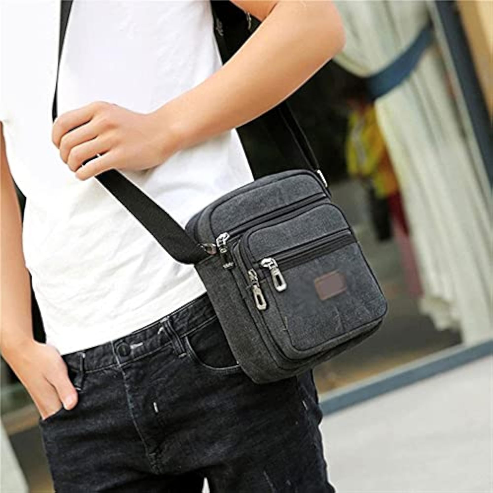Retro Travel Men's Shoulder Bag, Multifunctional Canvas