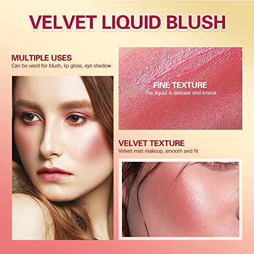 Soft Velvet Liquid Blush Makeup, Face Pigment Face Blusher Girl Soft Matte Cream Blush Liquid Blush, Easy To Blend Blusher, Natural-Looking, Skin Tint Blush Makeup For Soft, Healthy Flush (#05) #TOP5