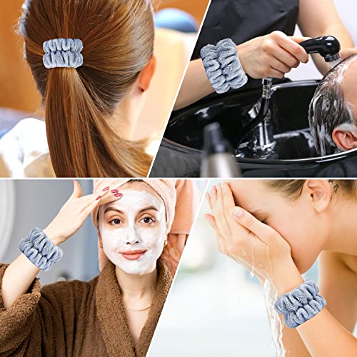 Dorbetar 2 Pcs Wrist Towels for Washing Face, Microfiber Wrist Bands for Washing Face, Spa Wristbands for Washing Face, Fluffy Towel Bands, Arm Bands for Washing Face for Woman Children(Cyan)