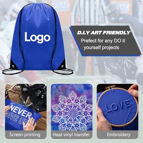 Image of Shappy Drawstring Backpack Bulk Sports Gym Cinch Bag Polyester String Bag for Men Women(Dark Blue,150 Pcs)