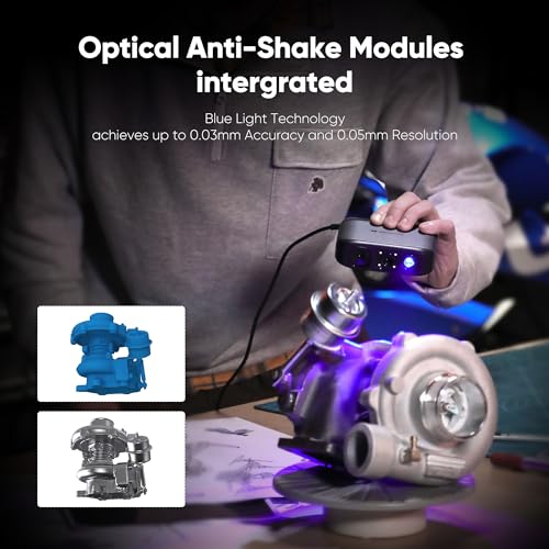 3DMakerpro 3D-Scanner Moose für 3D-Modellierung – Handscanner mit 24-Bit Farbe, 0,03 mm Präzision, Blaulicht-Technologie, AI-Tracking, Windows/macOS (Standard)