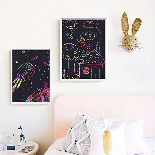 Daikoye Christmas Crafts 50 Pcs Rainbow Magic Scratch Paper For Kids Black Scratch Off Art Crafts Notes Boards Sheet For Birthday Party Game Activities Gift Easter Party Game #TOP5