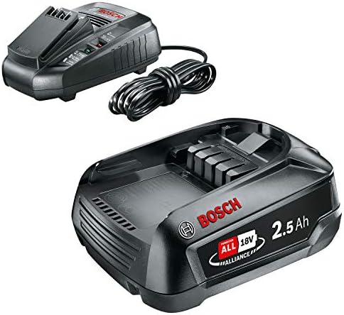 Bosch Home and Garden Battery Pack PBA 18V (battery 2.5 Ah W-B, 18 Volt System, in carton packaging) & Home and Garden Charger AL 1830 CV (18 Volt System, in carton packaging)