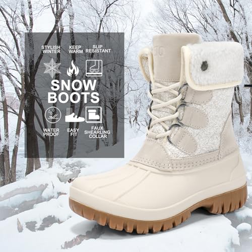 STQ Womens Winter Duck Boots Waterproof Cold Weather Snow Boots 5