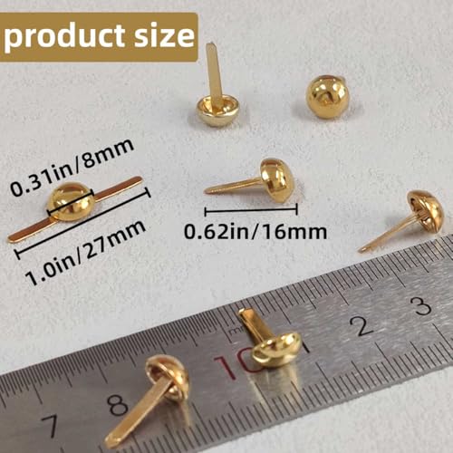 image for TKYZMS 300 Pcs Brass Fasteners,brads for Paper Crafts,Brass Brads Roun