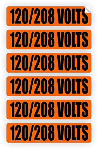 120-208 Volts Voltage & Conduit Markers | Stickers | Decals | Labels Electrical 6X
