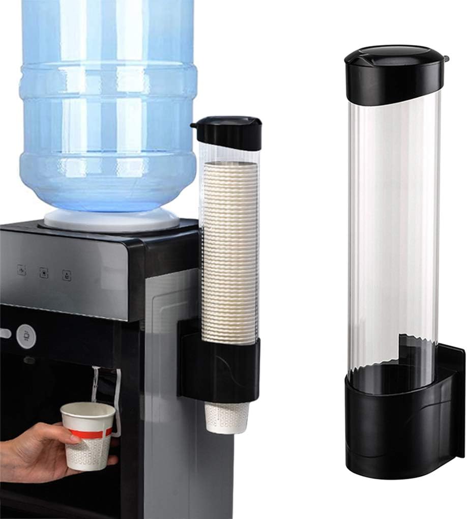 Water Dispenser Cup Holder Wall Mounted Space Saving Cup Dispenser Transparent Dustproof Cup Organizer Rack Perfect for Paper Plastic Cup Diameter 5-7.5cm,for Office, Home, School, Restaurant Use
