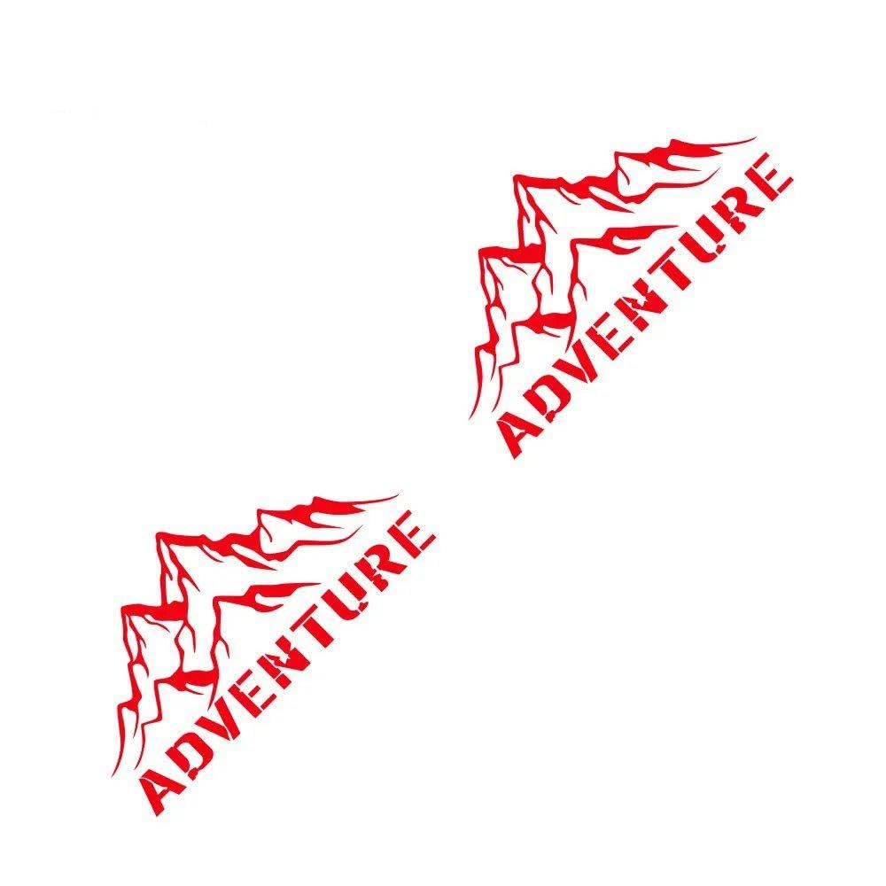 Dabhuoc Glossy Red Car Stickers Mountain Adventure Edition Decoration For Rv Camper Van Motorhome Caravan(Glossy Red)