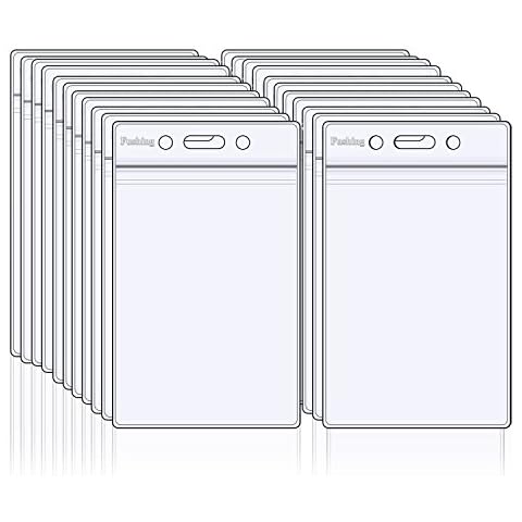 Fushing Pack of 50 Clear Plastic Vertical Badge Holders, Name Tag Holders, Card Holders (Small) Cover