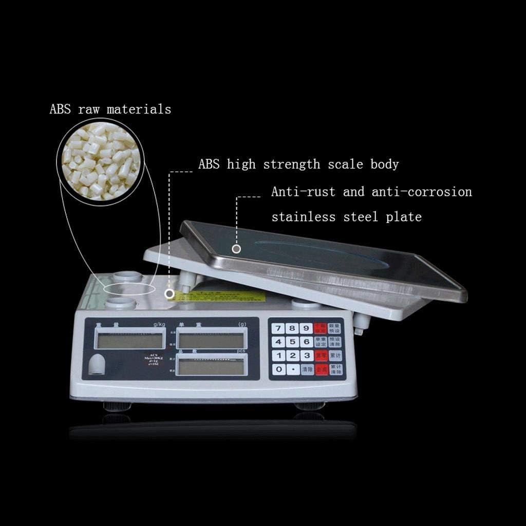 Balanza electrónica Digital de Alta precisión de Acero Inoxidable con Pantalla LCD, cálculo de Precios, pesaje Industrial, Precios comerciales, Plataforma para Tiendas de,30kg/0.1g