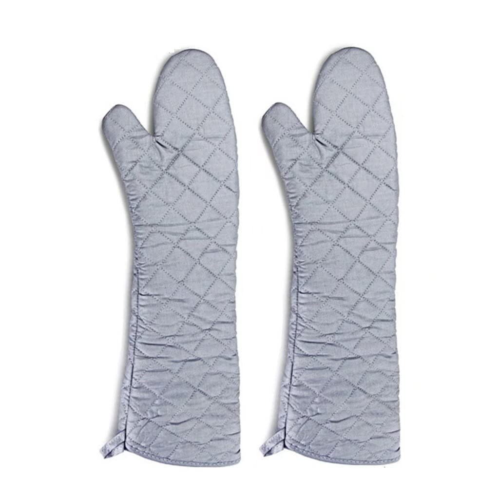 Genérico Guantes para Barbacoa Resistentes al Calor, Guantes de algodón engrosados ​​y extendidos, Herramientas de Cocina a Alta Temperatura Guantes para Horno, 1 par (Color: Plata, tamaño: 61 cm)