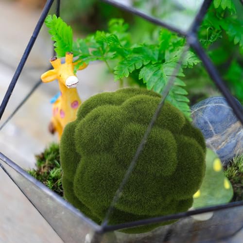 Cabilock 2Pcs Imitation Moss Rocks Simulated Green Moss Balls Decorative Garden Topiary Tree Moss Covered Topiary Ball Wedding Party Decoration Accessory 12CM
