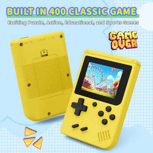 Image of Retro Gaming Console, Portable Video Game Console with 3.0 inch IPS Screen and Preloaded 400 Classic Video Games, Mini Retro Handheld Game Console (Yellow)