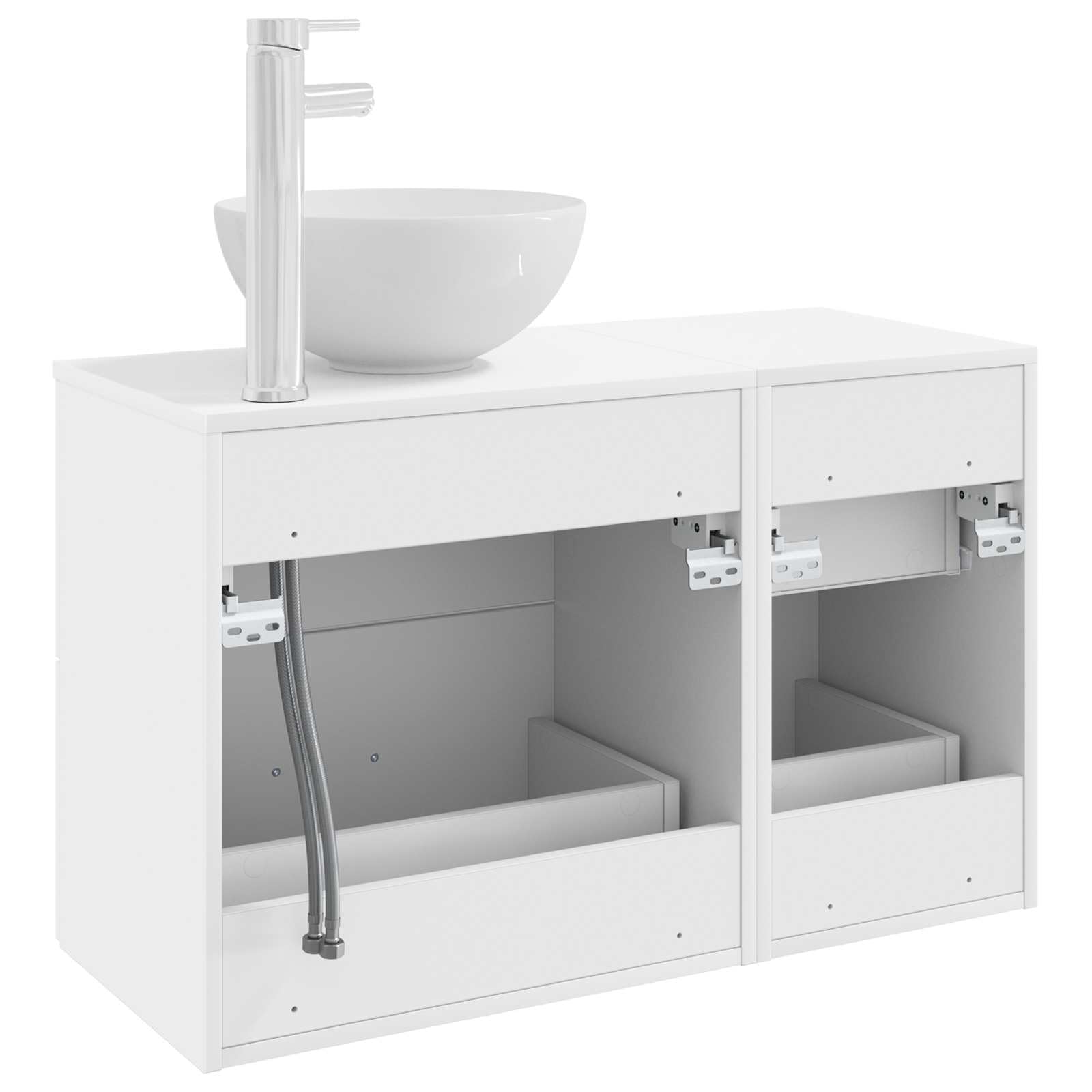 Zestaw mebli łazienkowych, 2-częściowy, biały materiał drewnopochodny, szafka pod umywalkę z 3 szufladami, 49,5 x 35 x 80 cm i 1 szafka do przechowywania w łazience