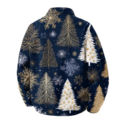 Fall Jacket for Men Christmas Print Vintage Button Down Loose Shacket - image 5