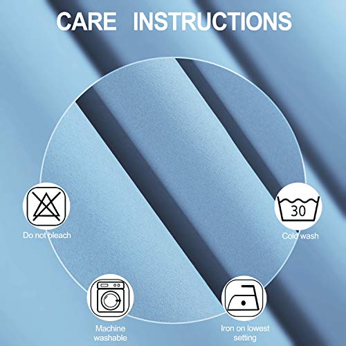 Image of LEMOMO Blackout Curtains 52 x 45 inch /Sky Blue Curtains Set of 2 Panels /Thermal Insulated Room Darkening Bedroom Curtains