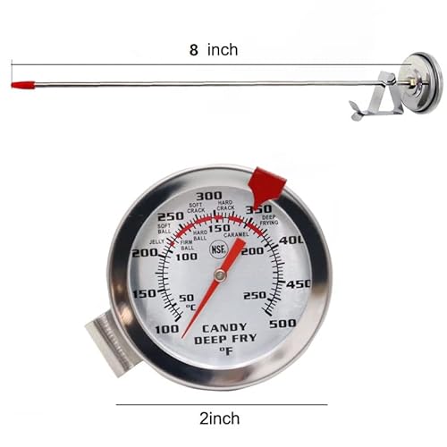 Efeng Candy Thermometer Meat Cooking Thermometer(2Pack) With Pot Clip & 8" Probe Oil Thermometer Deep Fry,No Battery Required,Fast Instant Read Large 2" Dial, Best For Candy Turkey Bbq Cooking #TOP1