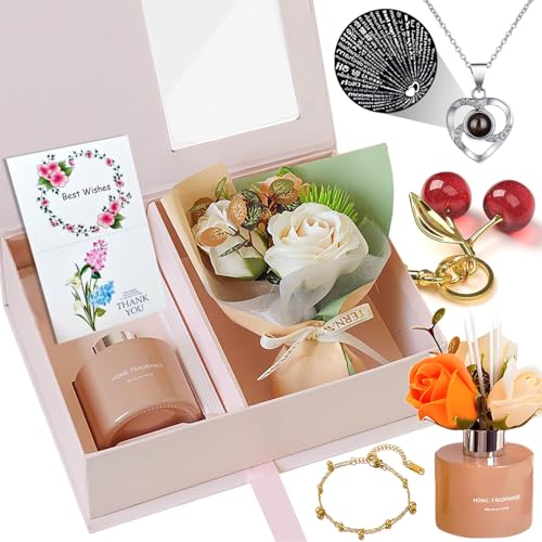 Luxury Gift Set for Women Christmas Birthday Gifts for Her, Preserved Rose Bouquet with 'I...